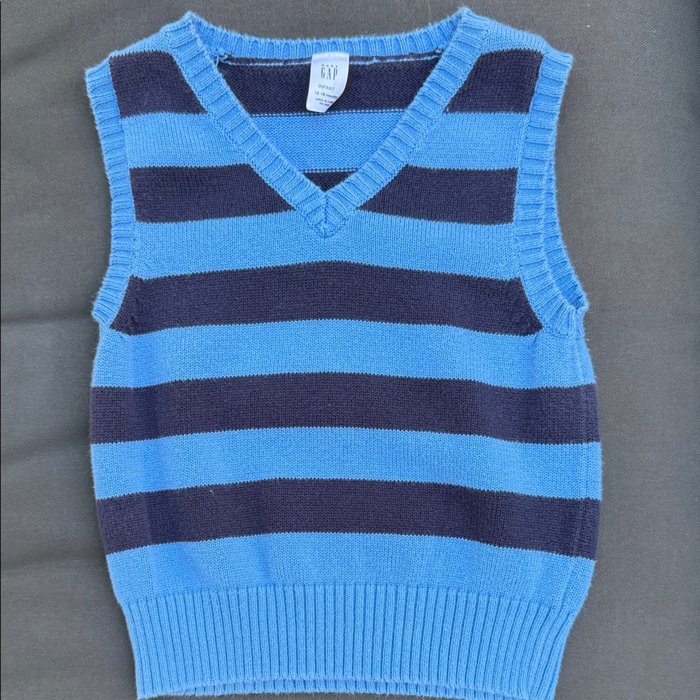 Vintage Baby GAP Blue and Black Striped Vest